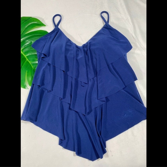 $114 MagicSuit Rita Ruffled Tankini Top in Midnight Blue [SZ‎ 10 US ] - Picture 2 of 8